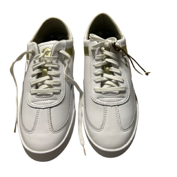 OluKai White and Gold leather sneakers women’s white and gold wide 7 1/2 - Picture 4 of 9